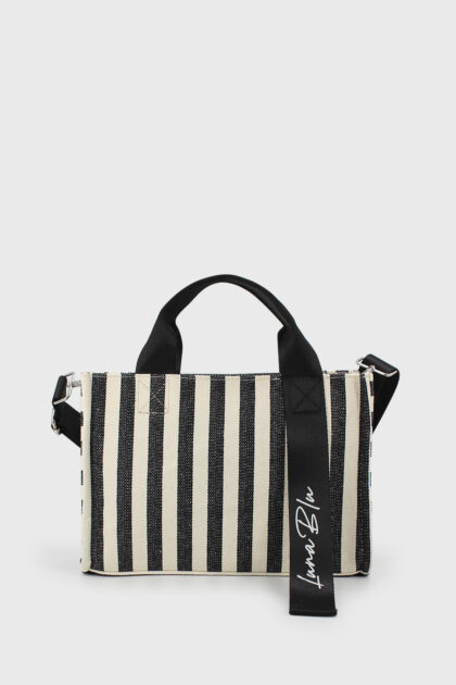 Kanvas Çapraz Askılı Omuz Çantası Siyah Çizgili LB10007246