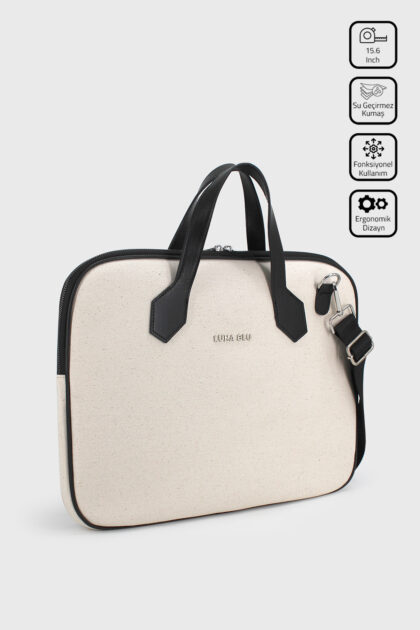 15.6" Inç Su Geçirmez Kumaş Özellikli Laptop Çantası Krem LB1000762